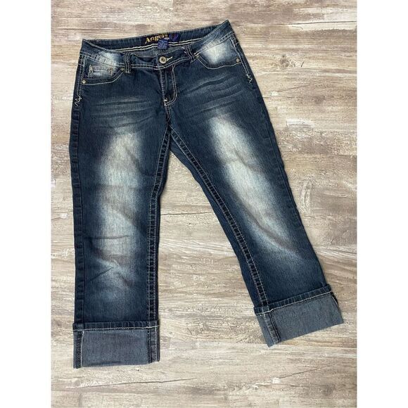 Angels Jeans Denim - Angels Jeans Embellished Embroidered White Wash Denim Capris Crop Women’s Sz 11